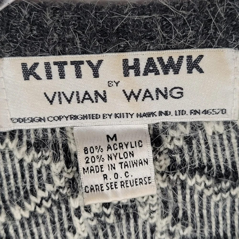 Vtg Kitty Hawk by Vivian Wang Gray Beaded Cardigan Sweater Women Size M - Picture 2 of 4